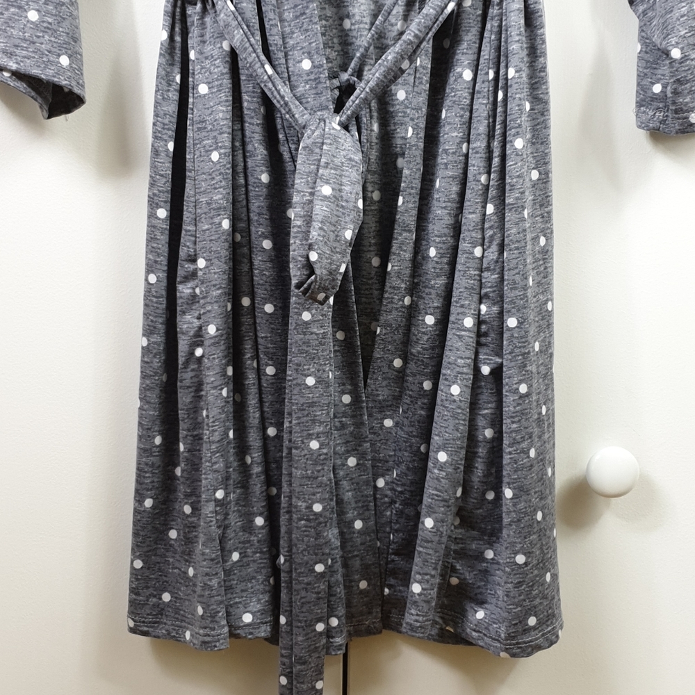 Laura Ashley polka dot gray robe - Picture 4 of 10